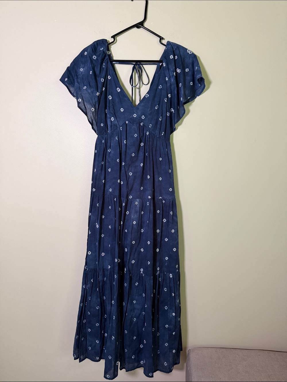 NWT Madewell Flowy Navy Blue Printed Maxi Dress